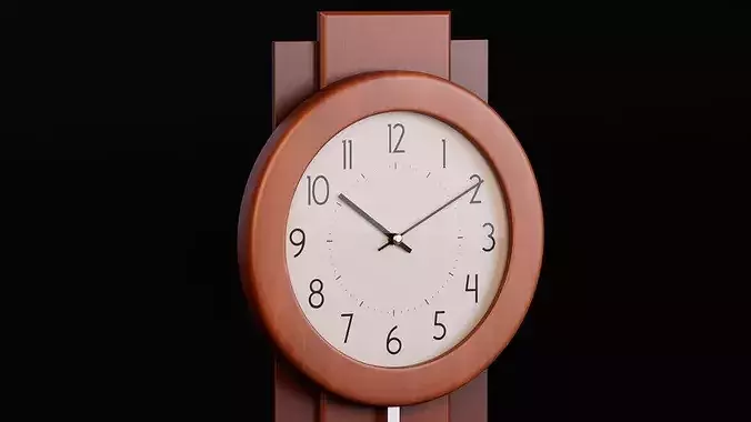 Modern Wooden Pendulum Wall Clock Low-poly 3D model 6