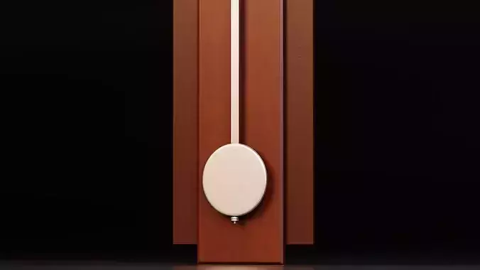 Modern Wooden Pendulum Wall Clock Low-poly 3D model 7