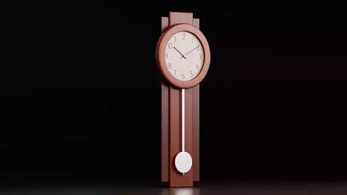 Modern Wooden Pendulum Wall Clock Low-poly 3D model