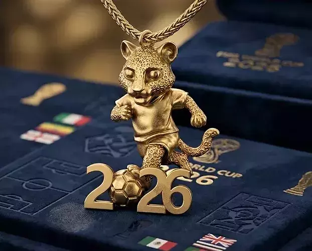 World Cup 2026 Mascut Pendant  Football Leopard Jewelry 3D Model