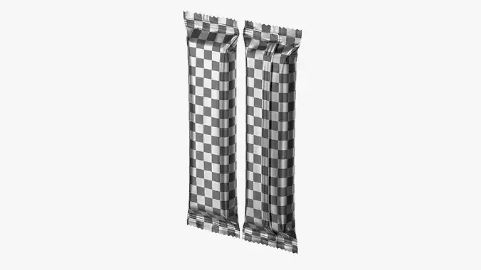 Snack Bar Foil Wrapper Mockup 01 3D model 4
