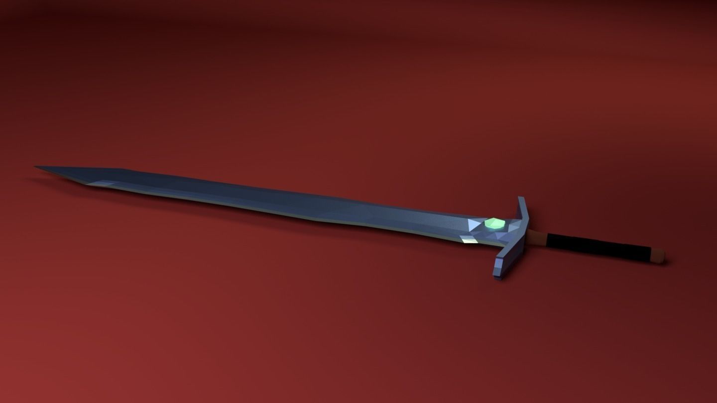 Low Poly Sword Low-poly 3D model_0