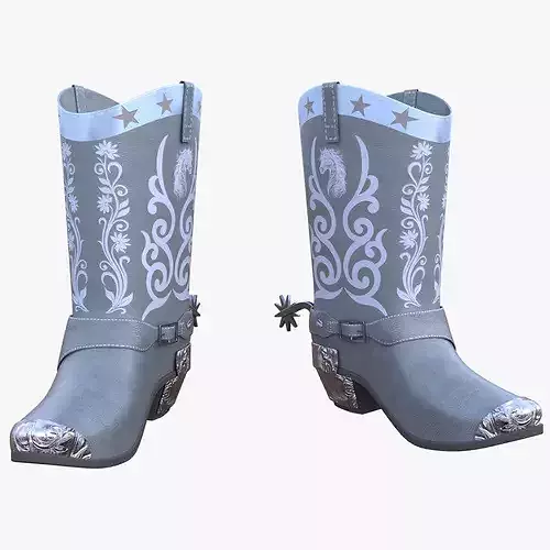 Stylized Western Cowboy Boots Game Ready PBR 3D Model