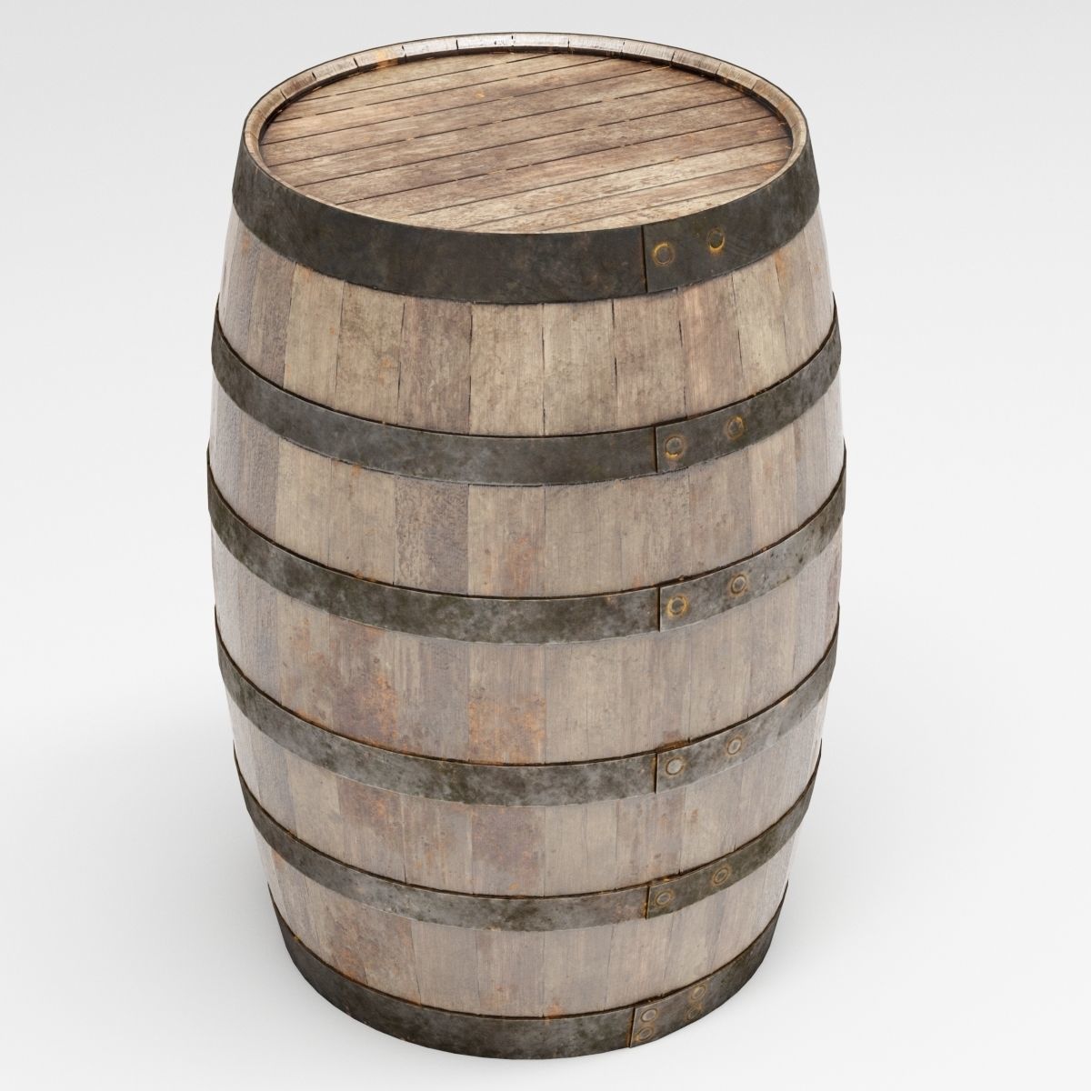 Wooden Barrels Low-poly 3D model_2