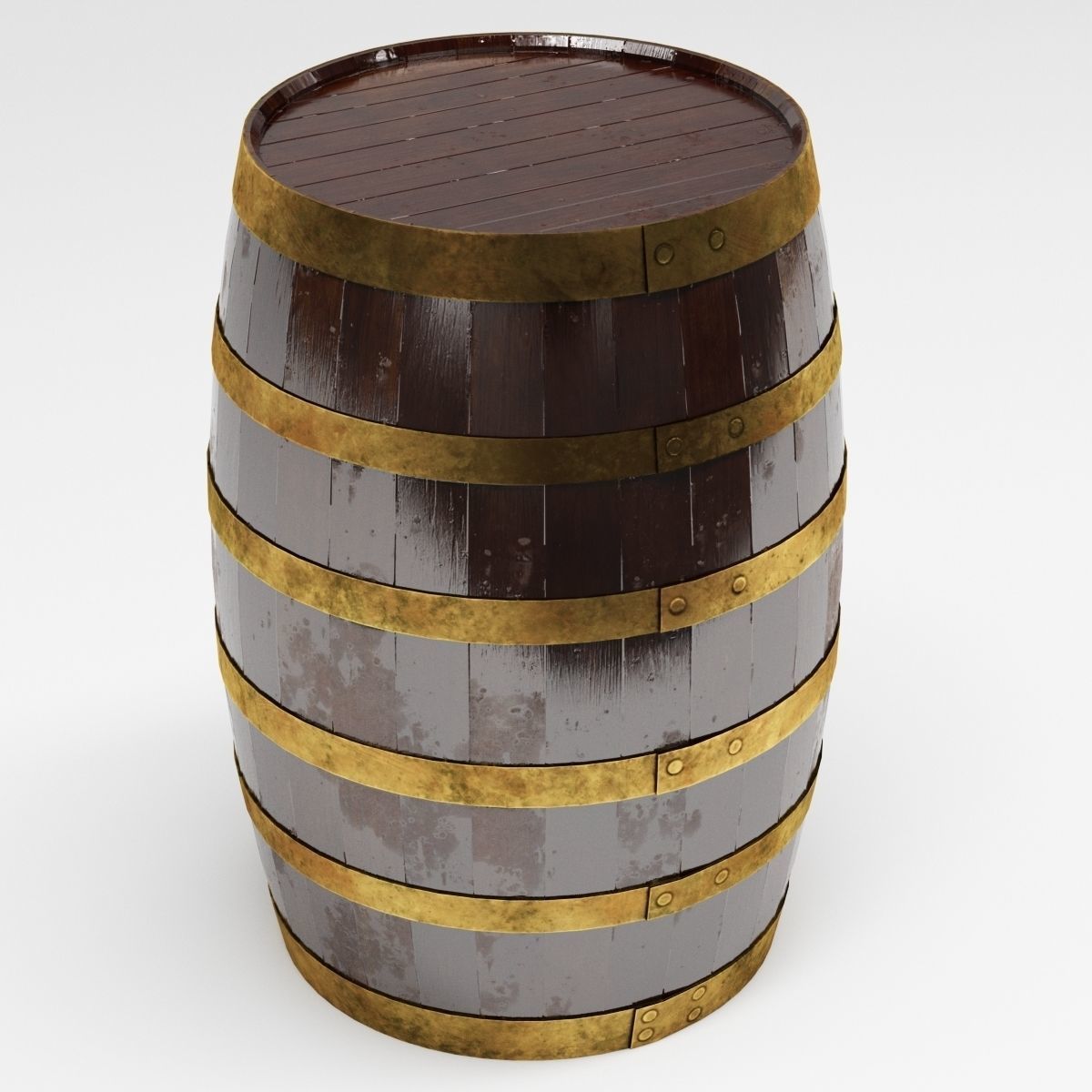 Wooden Barrels Low-poly 3D model_1