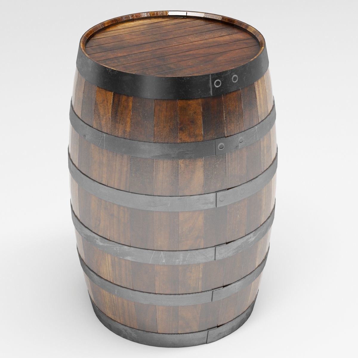 Wooden Barrels Low-poly 3D model_3