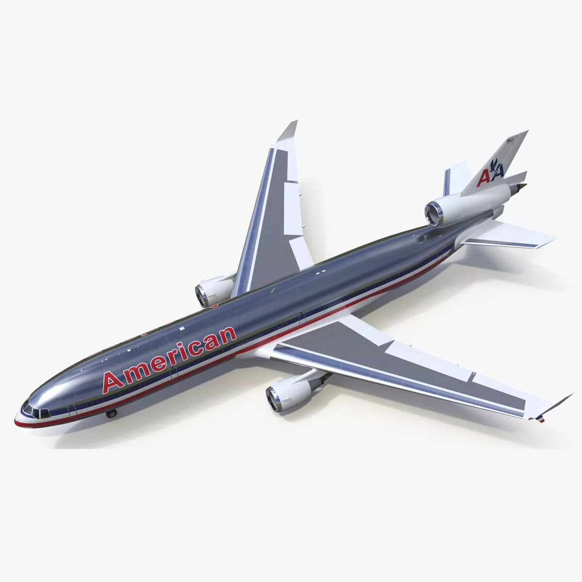 American Airlines MD-11 Luxury Liner Aircraft Rigged for Maya 3D model