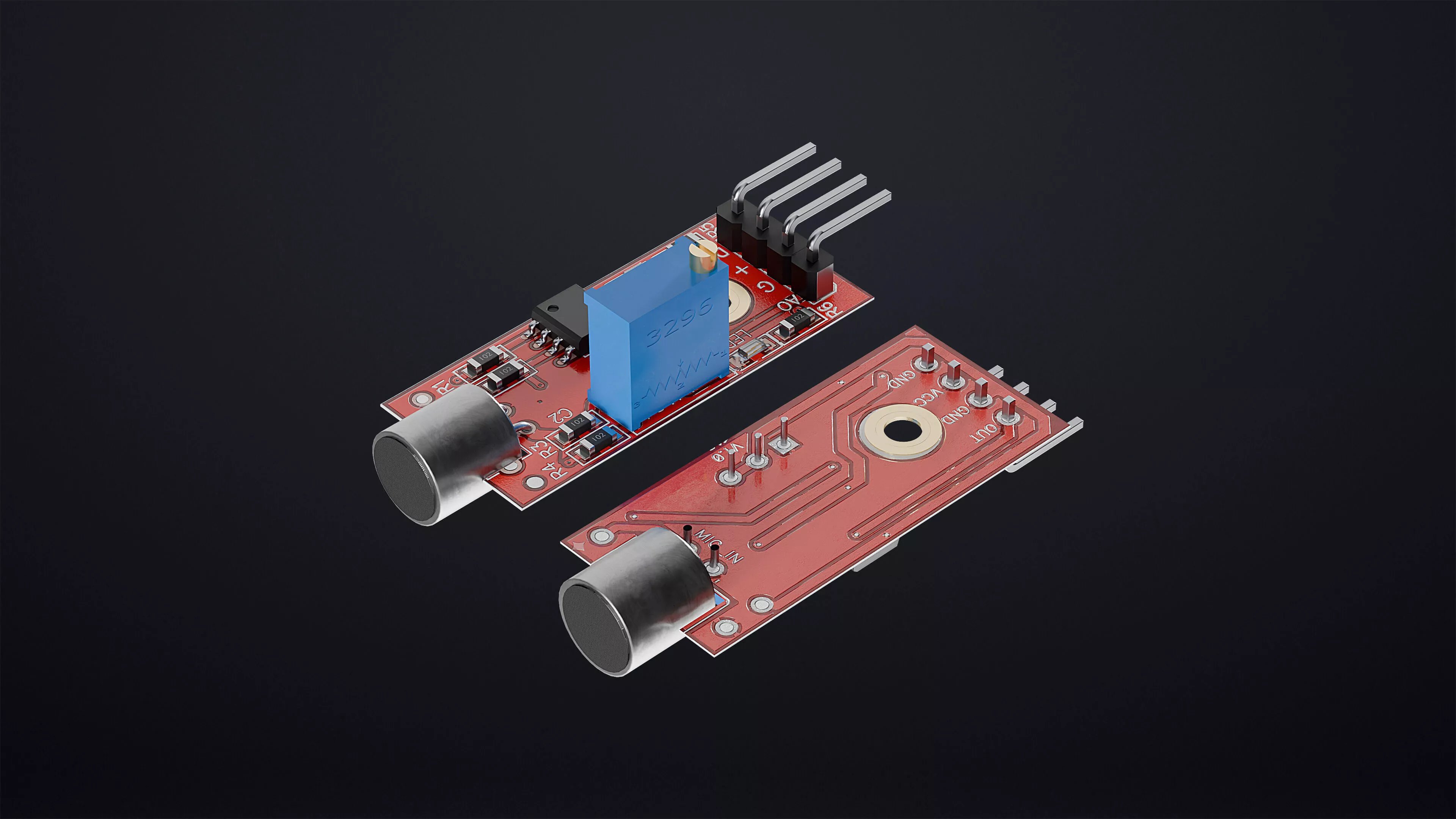 Sound Detection Sensor Module Arduino Compatible 3D Model 3D model
