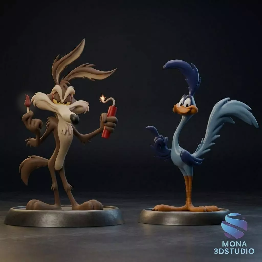 Wile Coyote and Road Runner - Pre-supported 3D Printable STL Set 3D print model