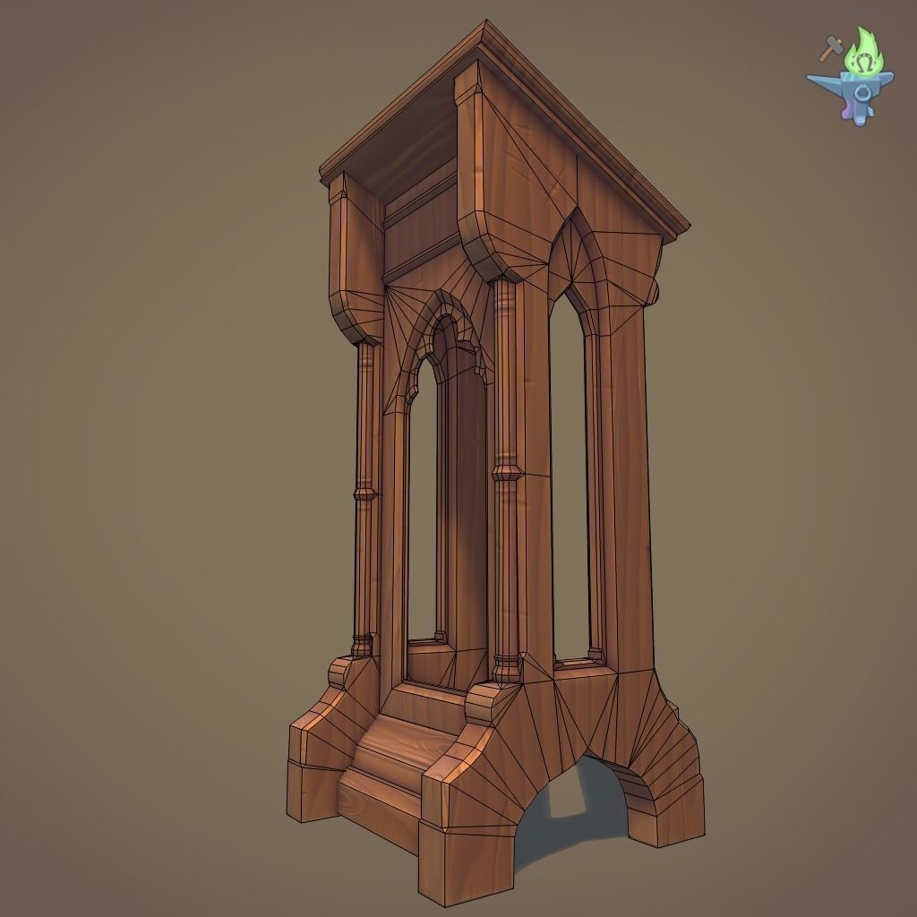 Lectern wooden pulpit Low-poly 3D model_11