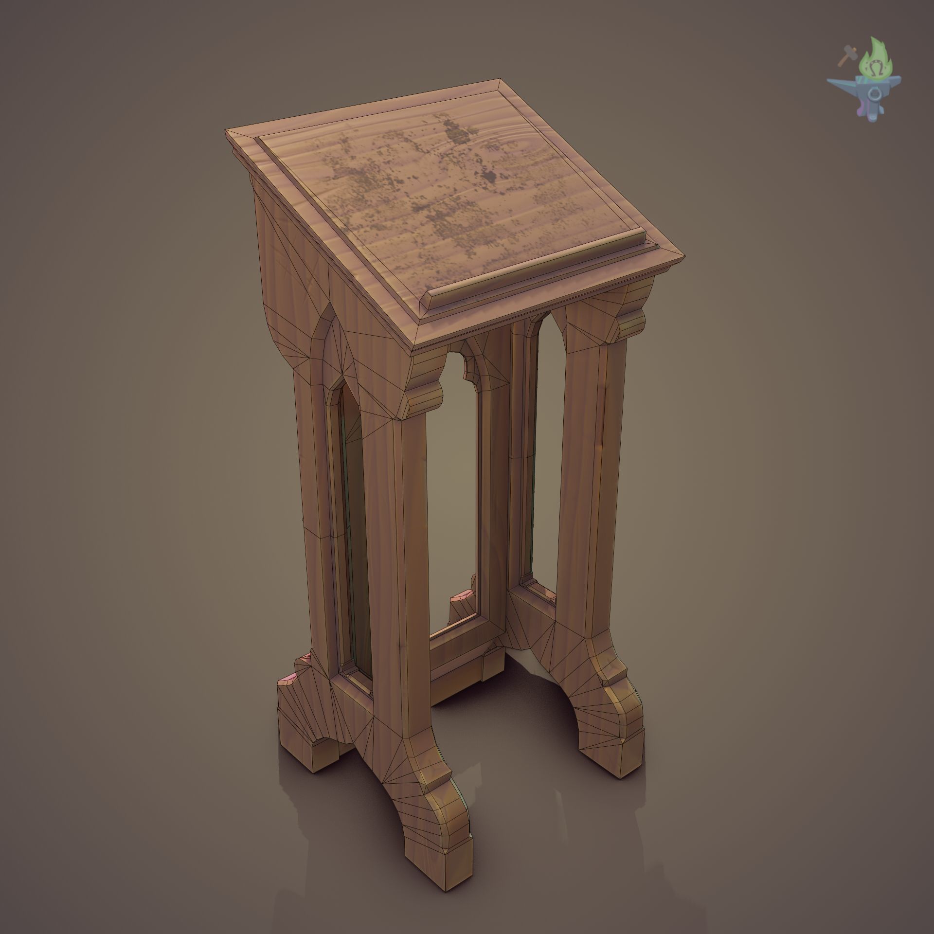 Lectern wooden pulpit Low-poly 3D model_27