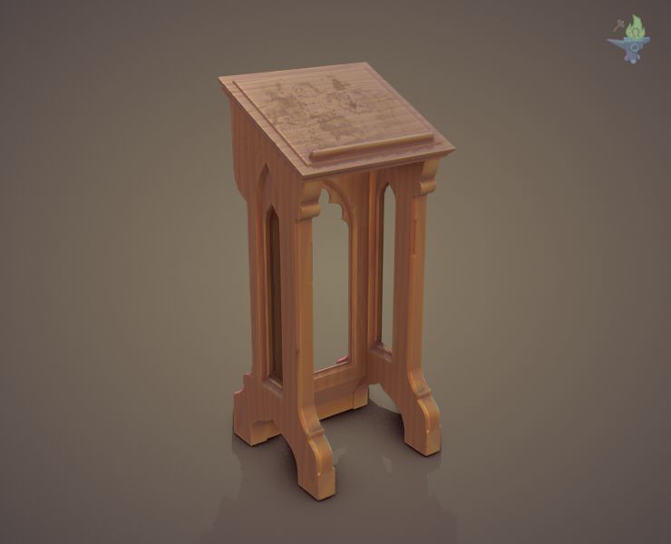 Lectern wooden pulpit Low-poly 3D model_23