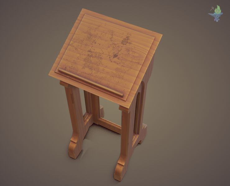Lectern wooden pulpit Low-poly 3D model_24