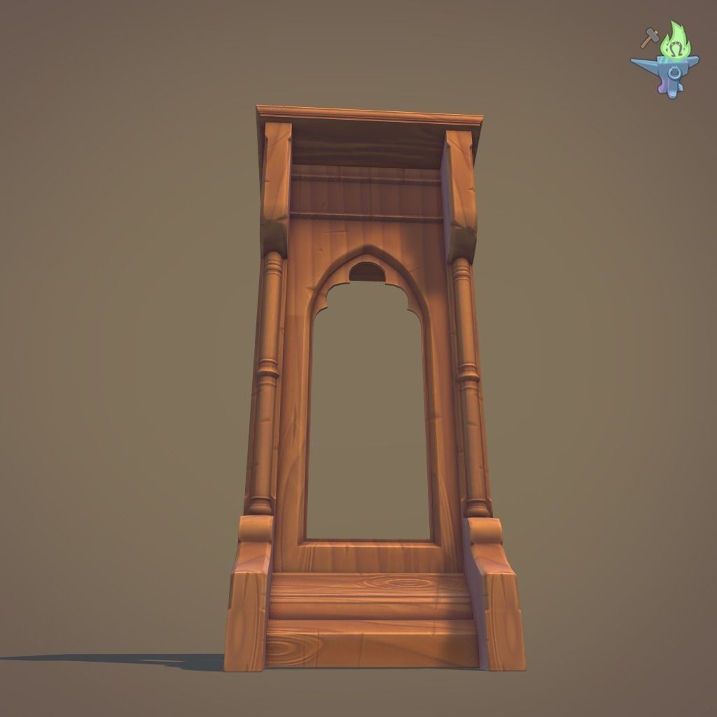 Lectern wooden pulpit Low-poly 3D model_12