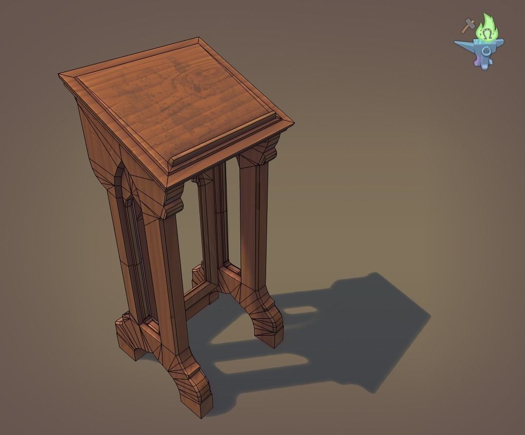 Lectern wooden pulpit Low-poly 3D model_4