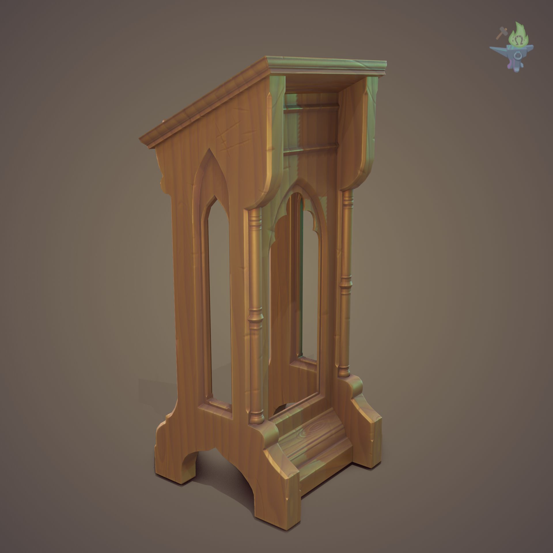 Lectern wooden pulpit Low-poly 3D model_19