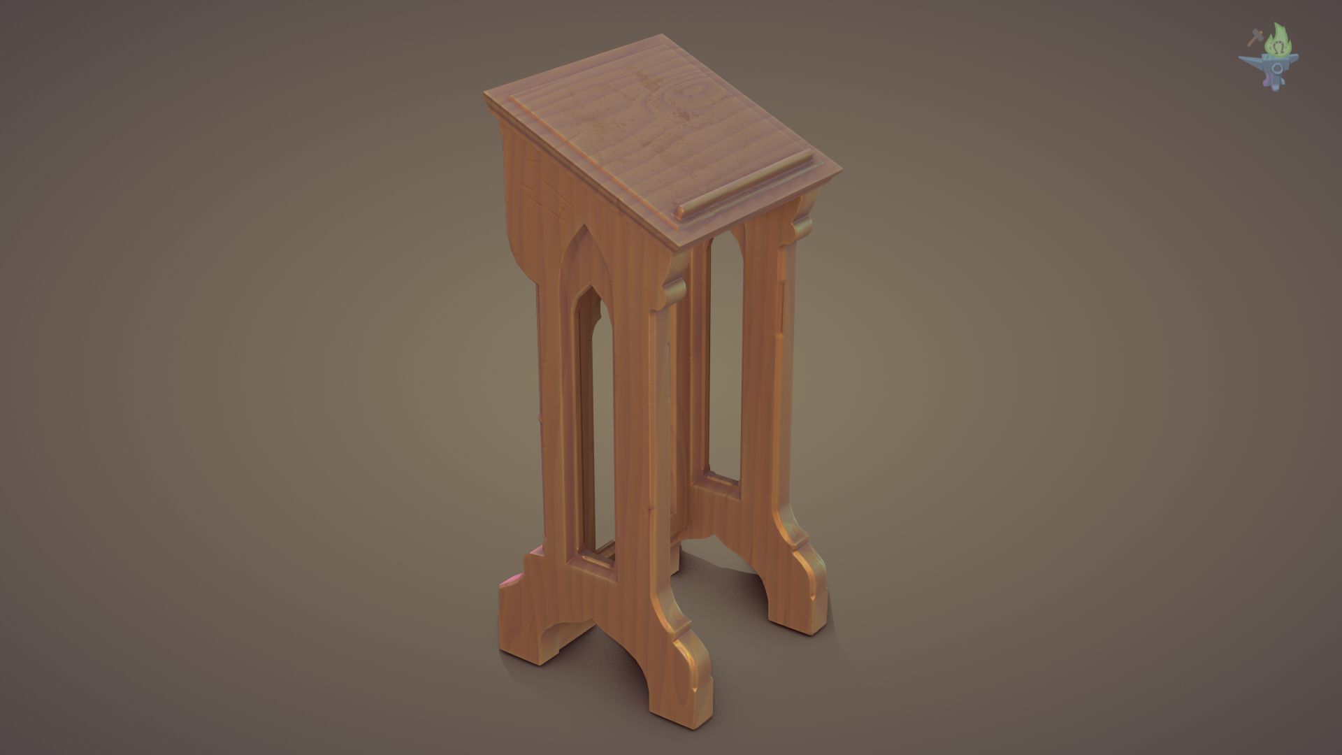 Lectern wooden pulpit Low-poly 3D model_21