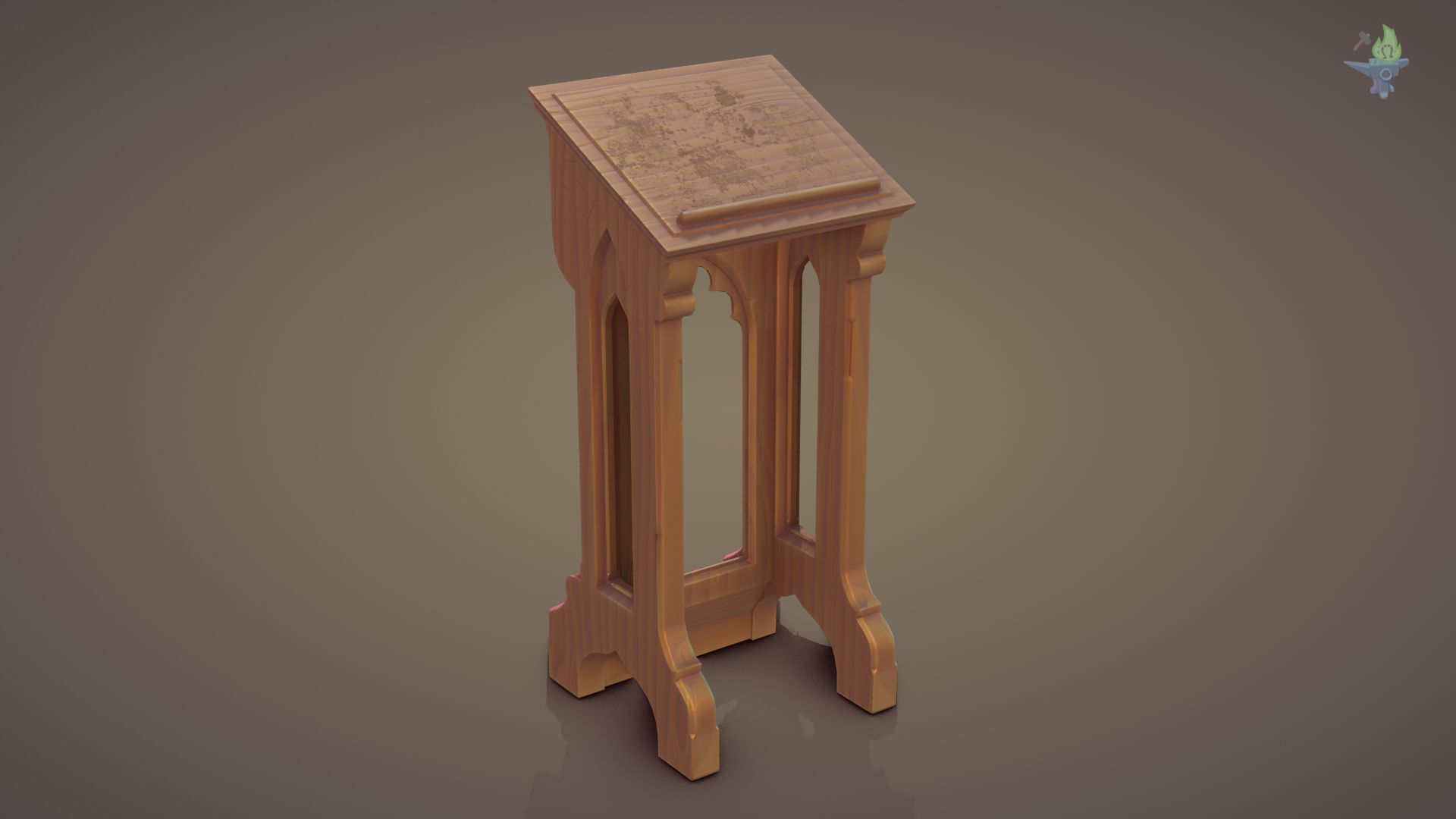 Lectern wooden pulpit Low-poly 3D model_22