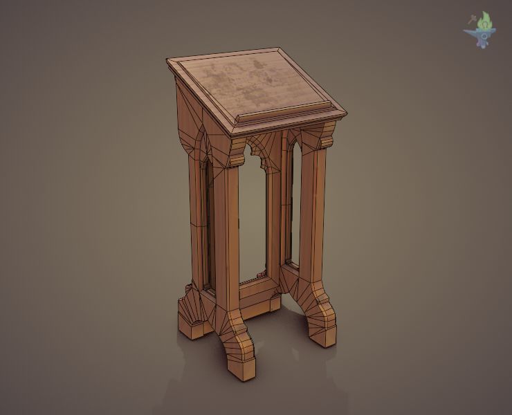 Lectern wooden pulpit Low-poly 3D model_26