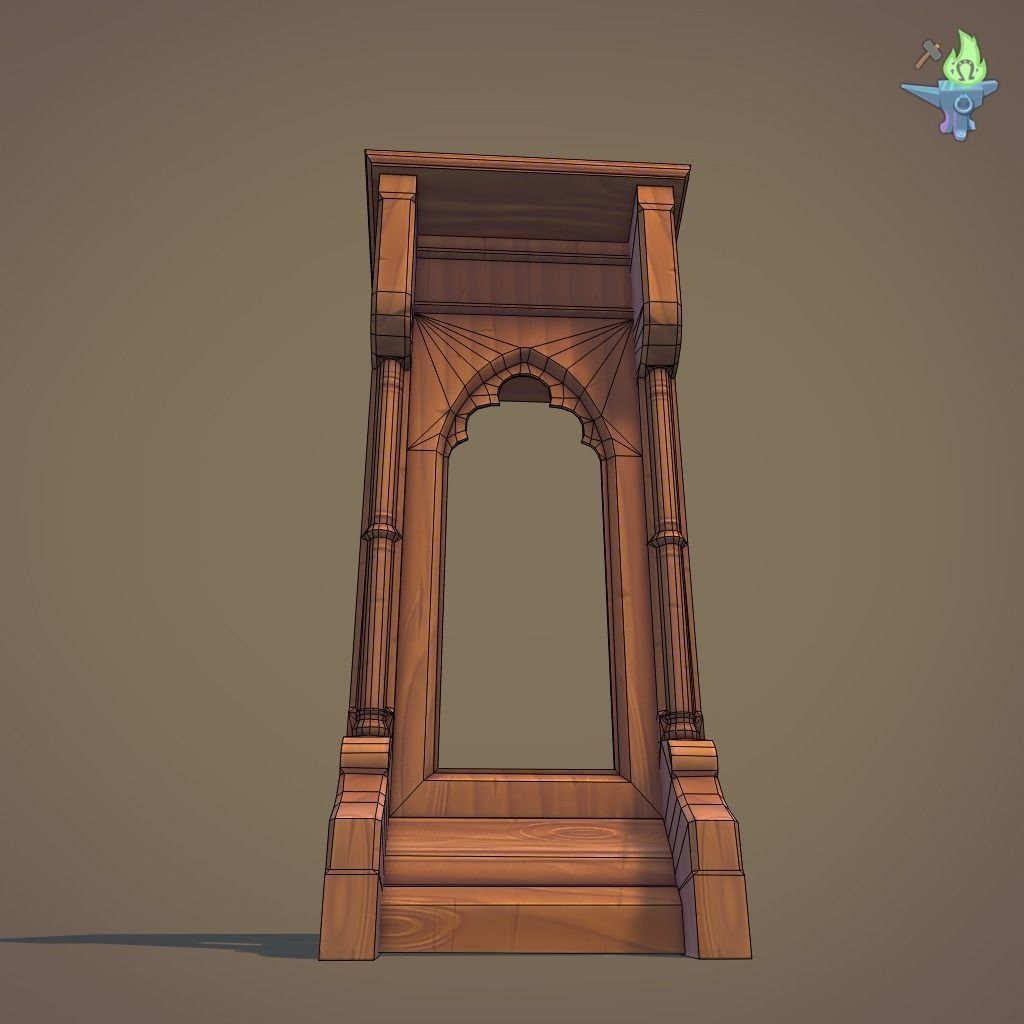 Lectern wooden pulpit Low-poly 3D model_13