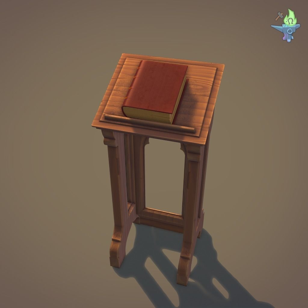 Lectern wooden pulpit Low-poly 3D model_5