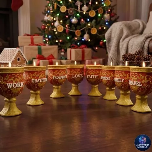Collection of ornate chalices 3D print model