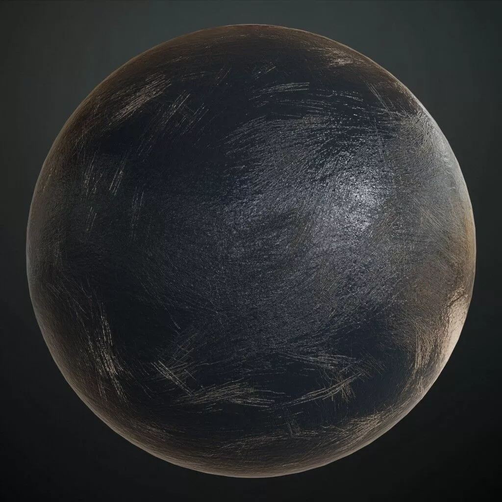 Blackish Plastic Smooth Micro Scratched PBR Material Seamless Texture