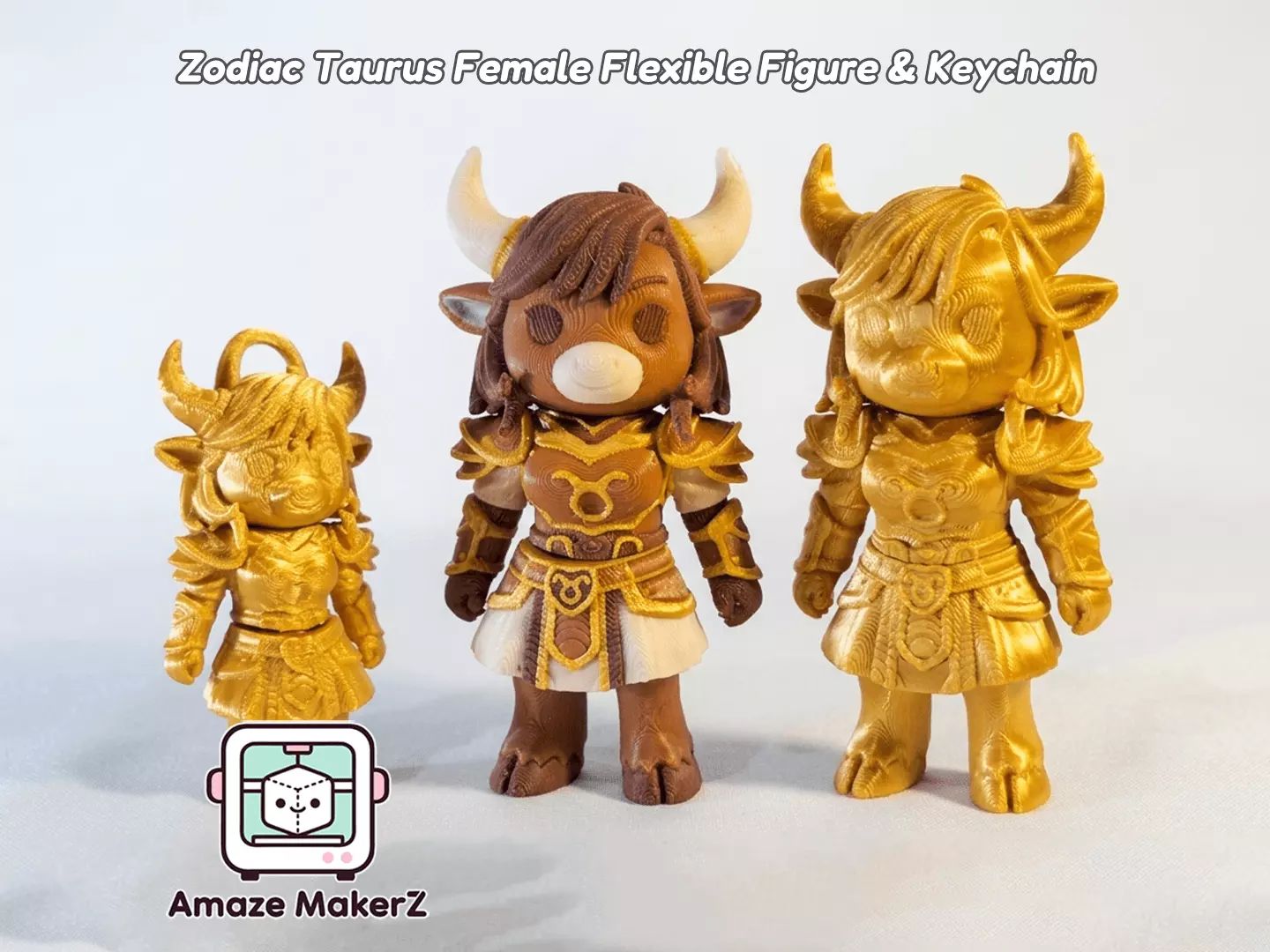 Zodiac Taurus Female and Keychain 3MF - Multicolor 3D Printing Free 3D print model