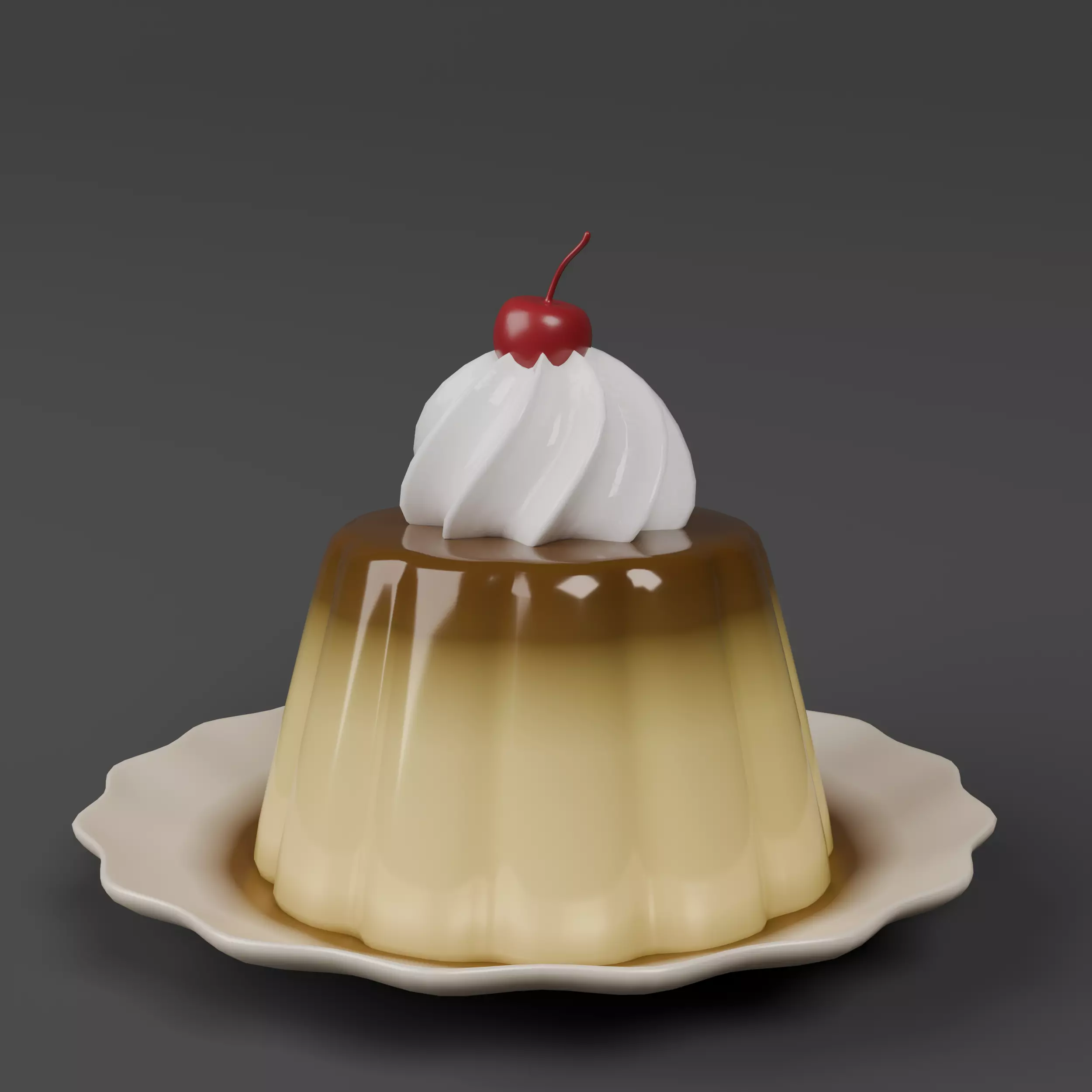 Stylized Caramel Pudding Dessert Low-poly 3D model
