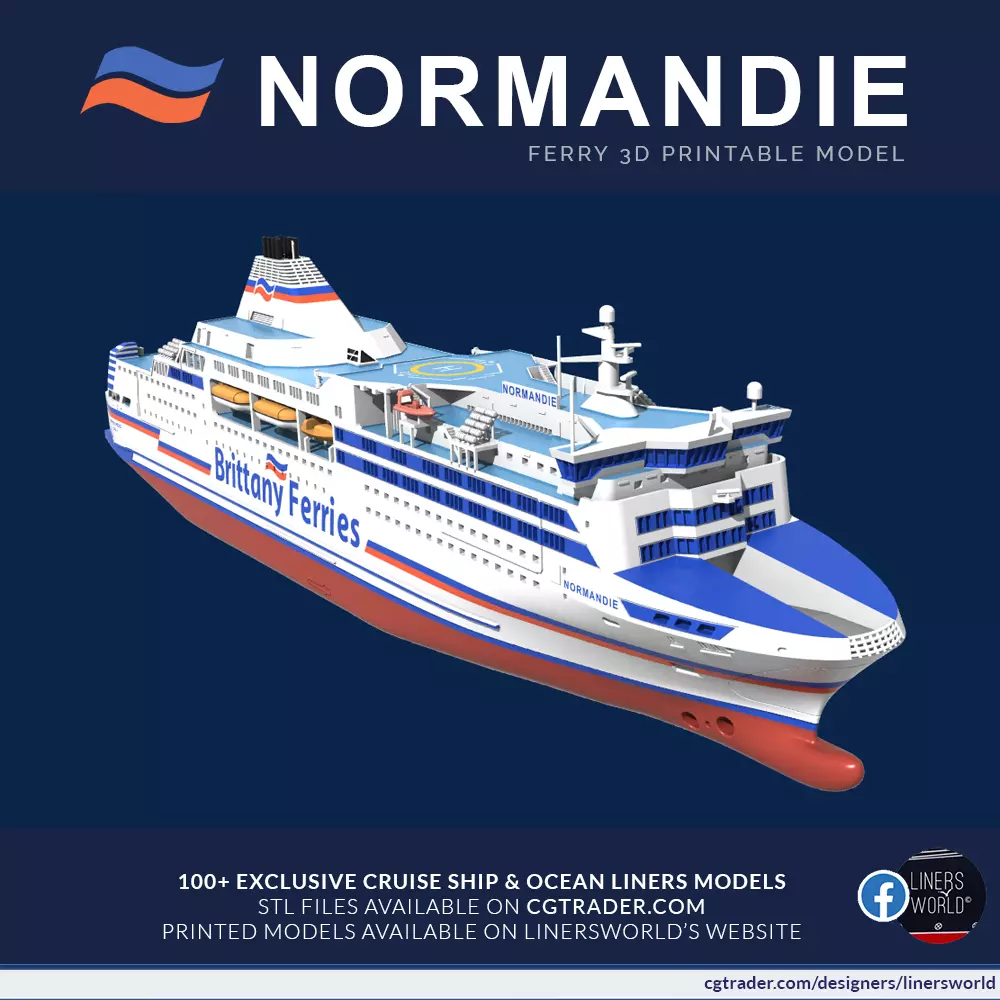 Brittany Ferries NORMANDIE high detail ferry print ready model 3D print model