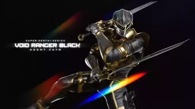Male Sentai Ranger Game Character - Black Void - Agent Zayn