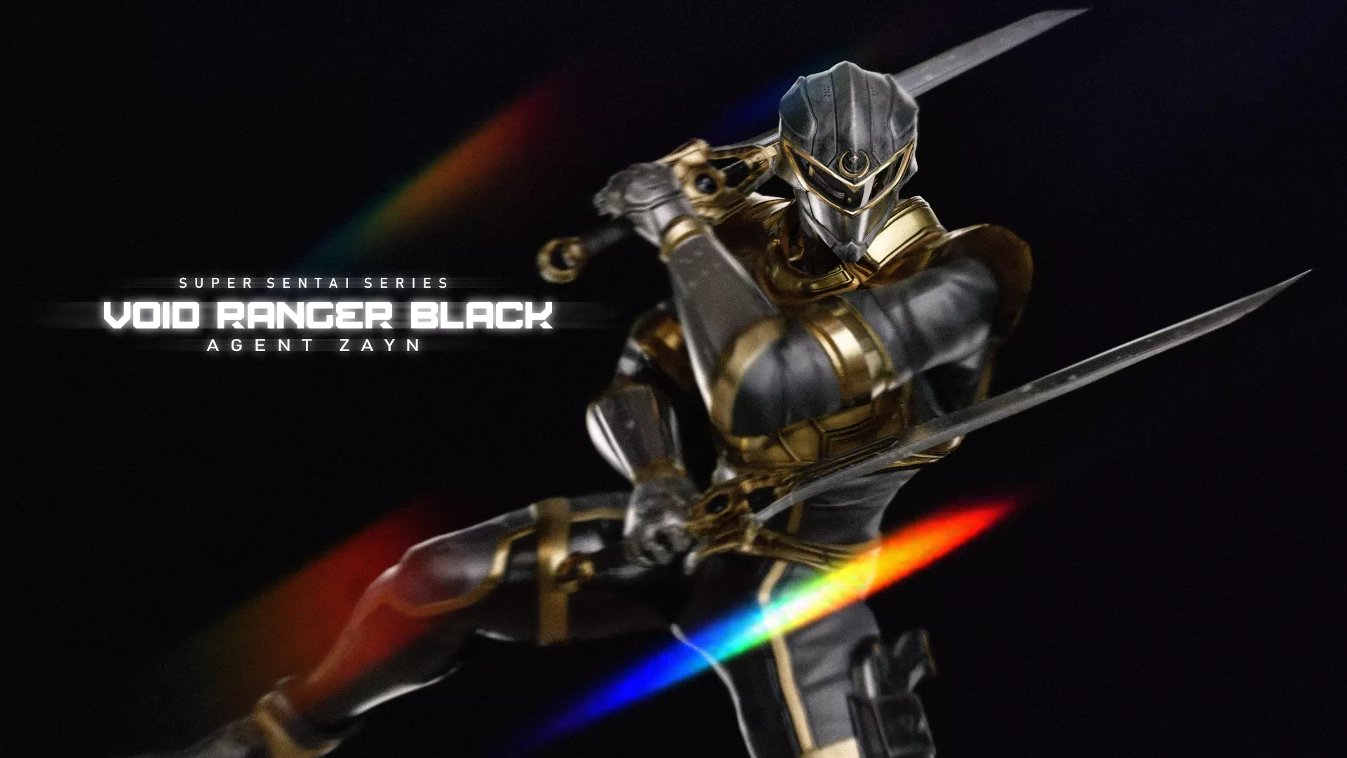 Male Sentai Ranger Game Character - Black Void - Agent Zayn Low-poly 3D model