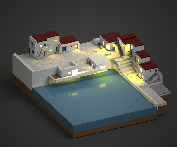 seaside village 3D print model
