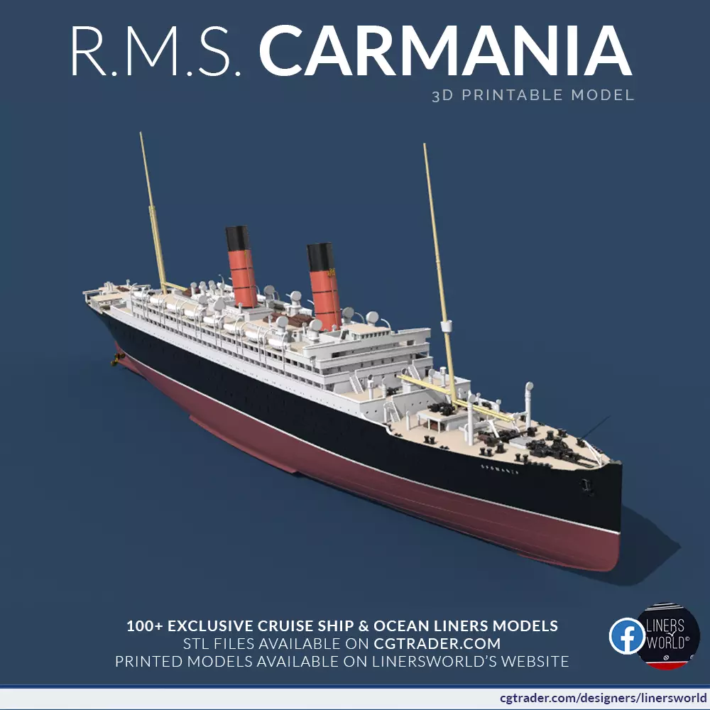 RMS CARMANIA Cunard Ocean Liner print ready high detail model 3D print model