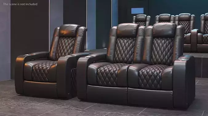 Home Theater Double Seating Black 3D model 3