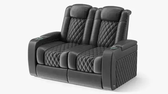 Home Theater Double Seating Black 3D model