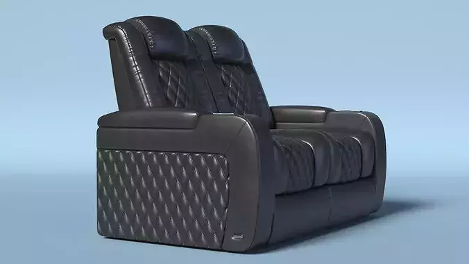 Home Theater Double Seating Black 3D model 5