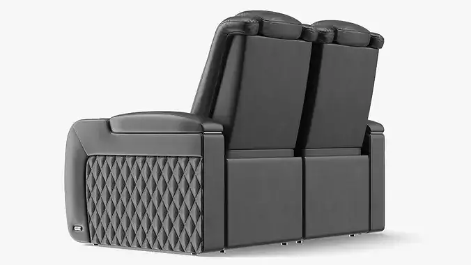 Home Theater Double Seating Black 3D model 7