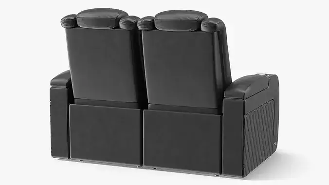 Home Theater Double Seating Black 3D model 6