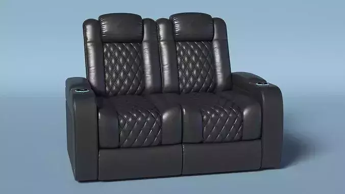 Home Theater Double Seating Black 3D model 4