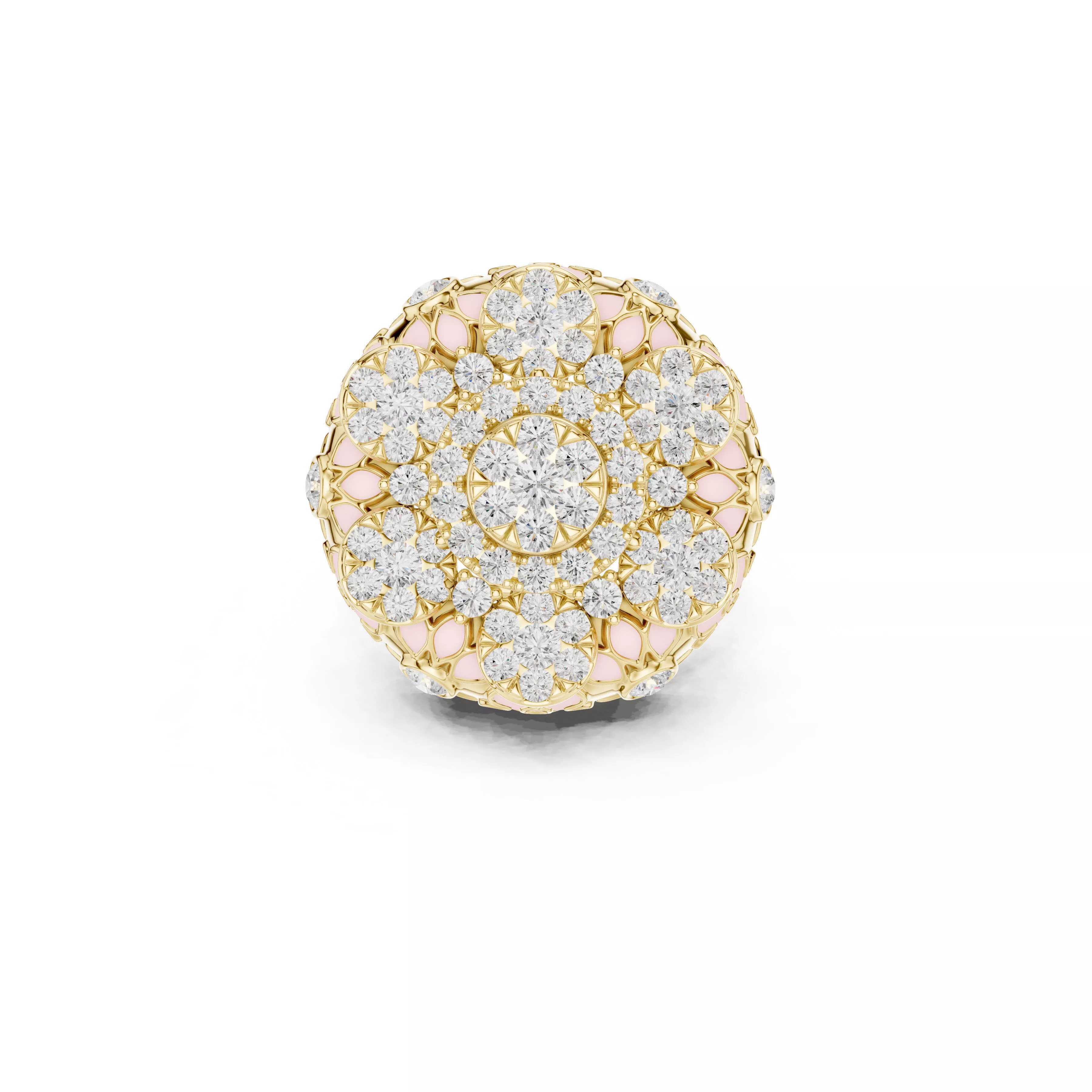 Floral Diamond Cluster Ring STL 3DM CAD 3D print model