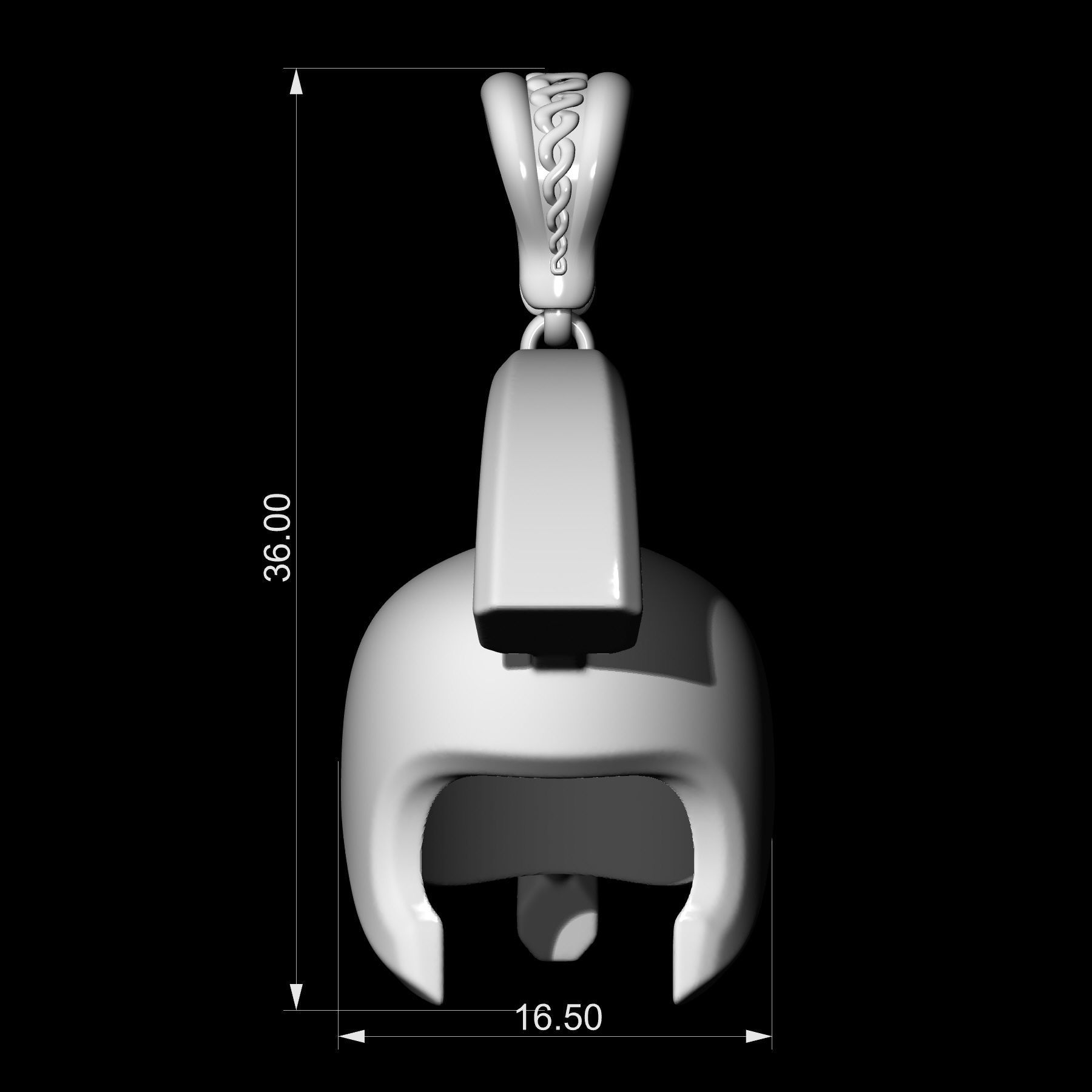 Roman helmet pendant 3D print model_3