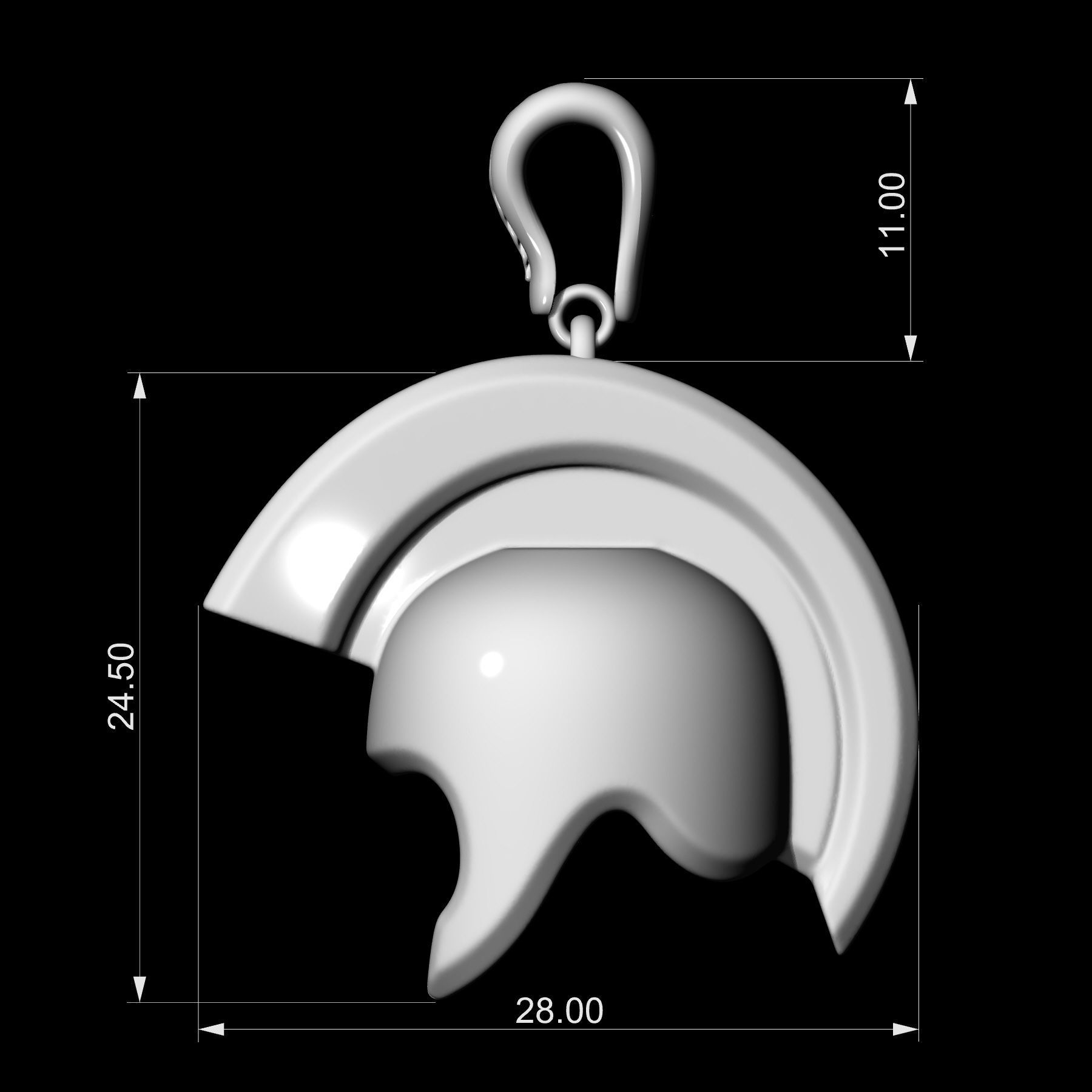 Roman helmet pendant 3D print model_4