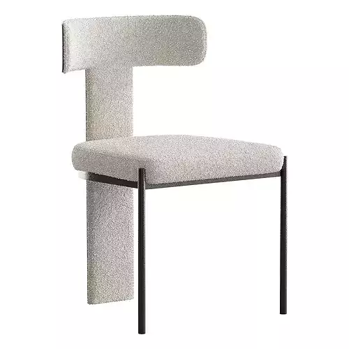 Contemporary Armless Chair with Padded Upholstery 3D model 4
