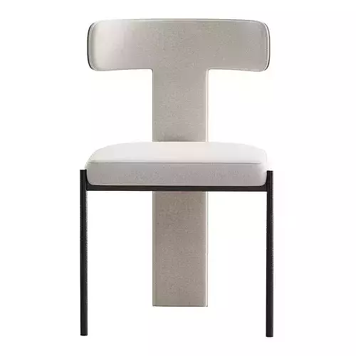 Contemporary Armless Chair with Padded Upholstery 3D model 7
