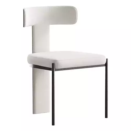 Contemporary Armless Chair with Padded Upholstery 3D model 3