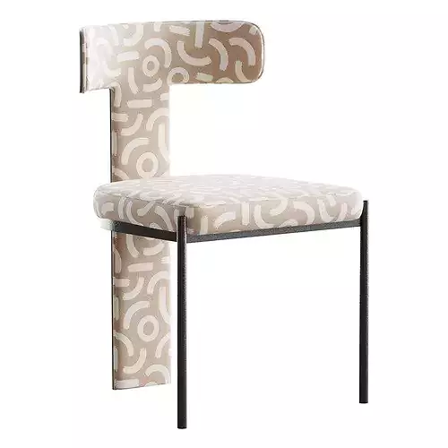 Contemporary Armless Chair with Padded Upholstery 3D model 2