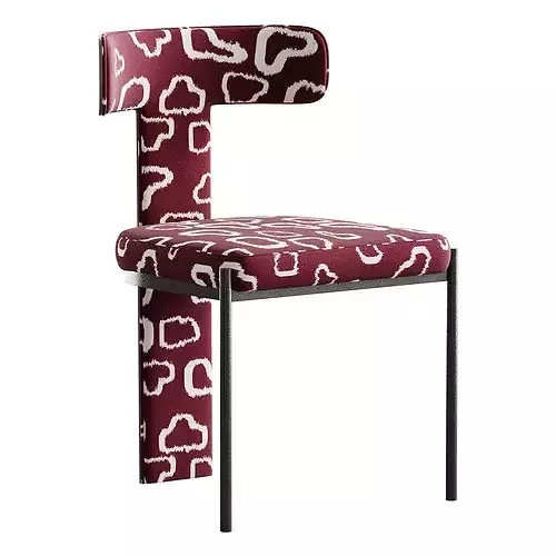 Contemporary Armless Chair with Padded Upholstery 3D model 5