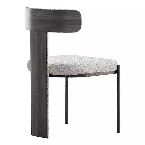 Contemporary Armless Chair with Padded Upholstery 3D model 6