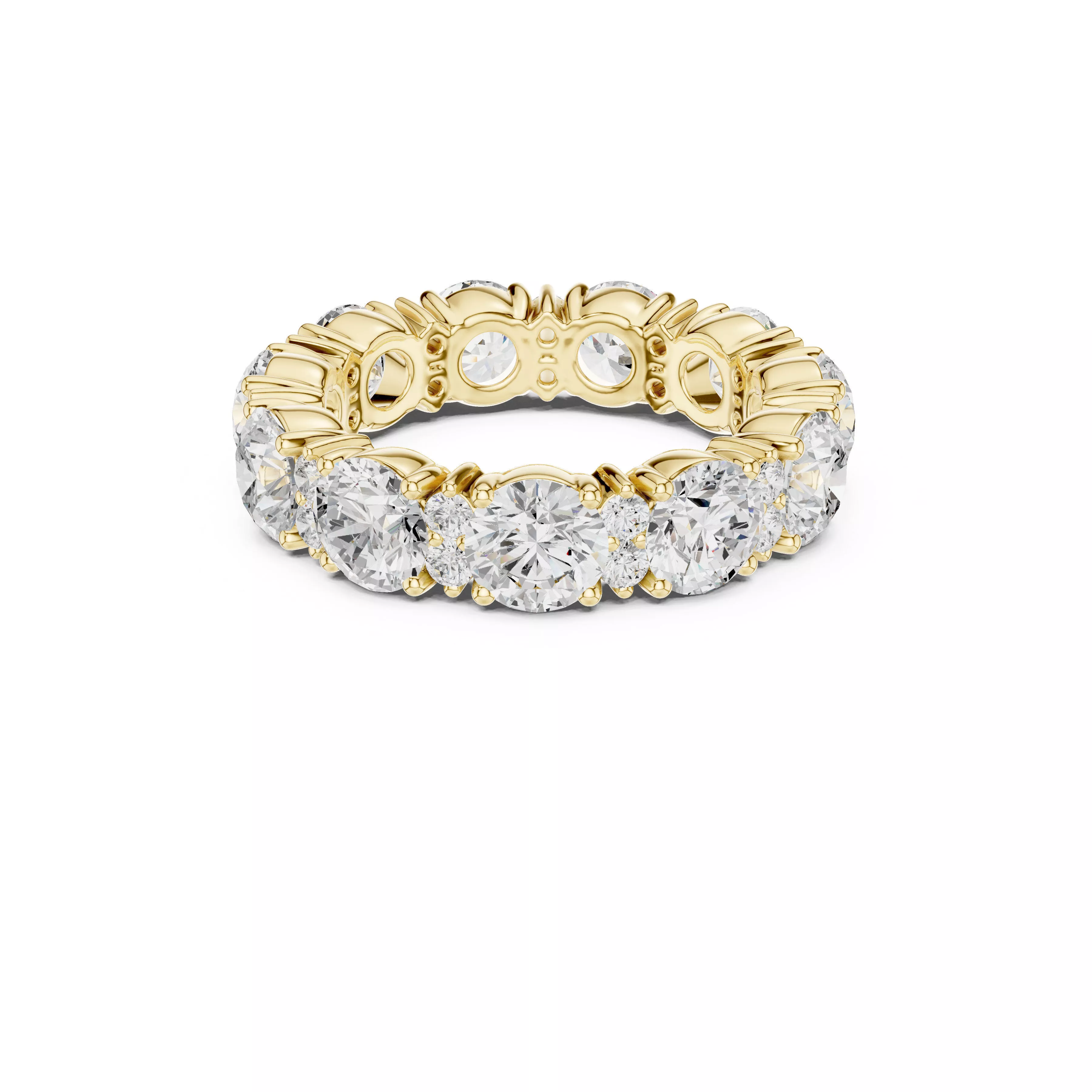 Premium Diamond Band Gold Wedding Ring CAD-707 3D print model